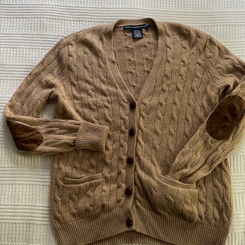 Vintage Ralph Lauren Sport cardigan size: large (fit: medium) in tan
